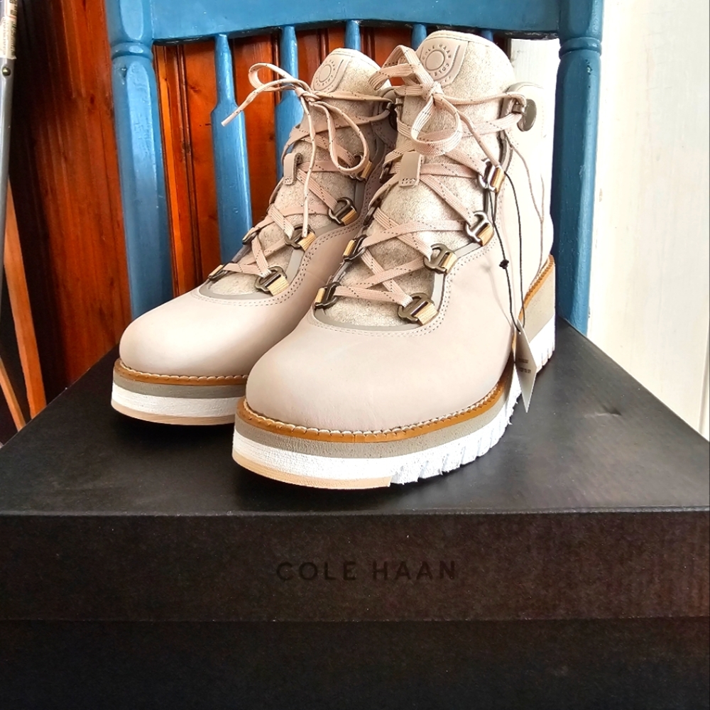 Cole Haan Women's ZeroGrand City Lace Up Waterproof Wedge Hiker Boots